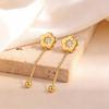 Bow Heart Drop Earrings for Women, Dainty Long Chain Threader Earrings , Minimalist 18K Gold Plated Temperament Jewelry