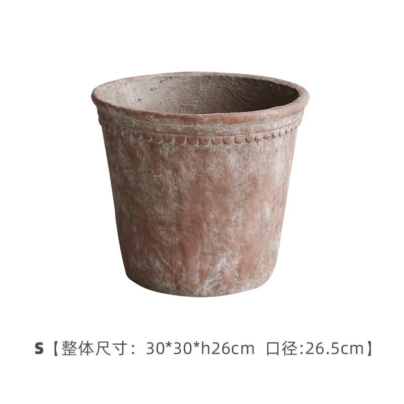 Vaso de Terracota Vintage de Boca Larga, Vaso de Flores Antigo Desgastado para Decoração de Jardim Externo Pátio, Vaso de Jardim Rústico Resistente