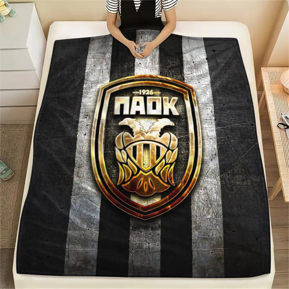 PAOK FC, vzorová flanelová deka, vysoká kvalita, pohodlná pro všechna roční období, domácí dekorace, teplo a pohodlí, ideální jako dárek.