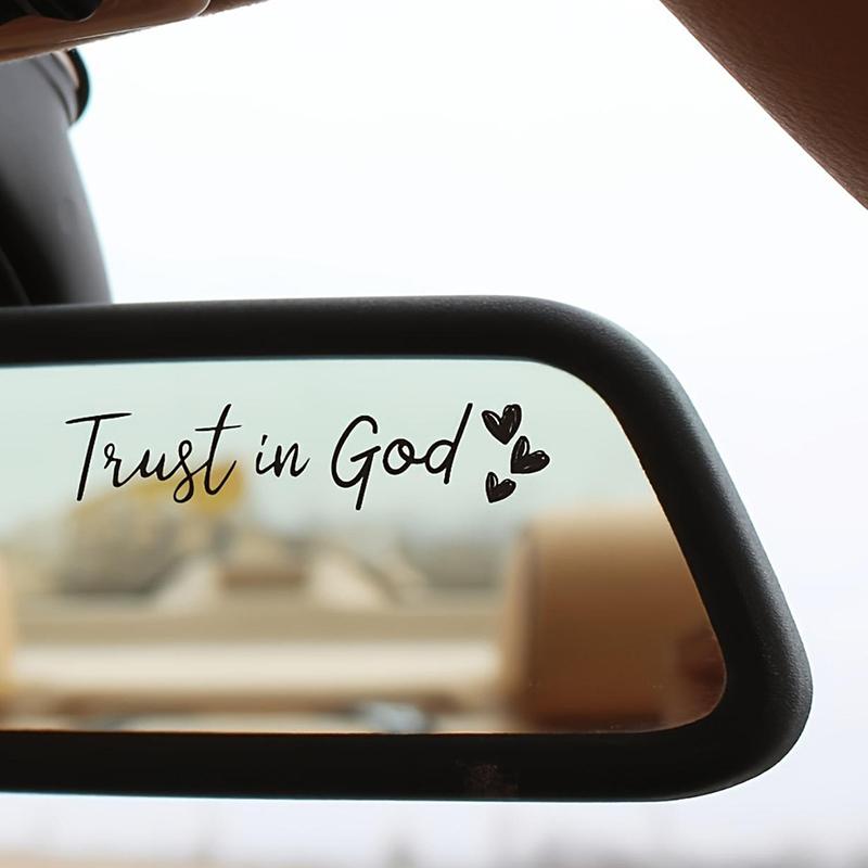 Trust In God Christian Car Sticker Faith Bible Verse Heart Rear View Mirror Bumper Vehicle Auto Decor