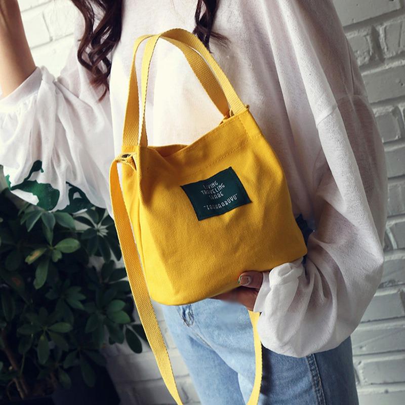 Women's Bag Canvas Bag Crossbody Bag Lady Shoulder Bag All-match Solid Color Small Bags