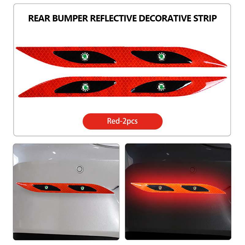 For Skoda Car Styling Trunk Bumper Warning Safety Sticker Reflective Strip Kamiq Karoq Octavia 2 3 Rapid Scala Kami Fabia VII  CX3