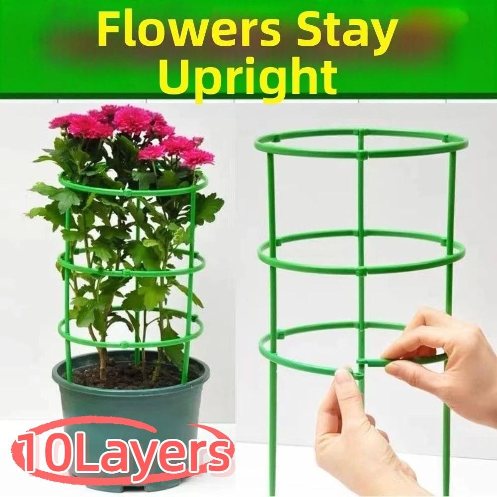 10Layers Plant Support Pile Stackable Flower Ring Support Rack Indoor Flower Plants