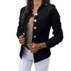 Chaqueta corta de traje pequeño de manga larga de color sólido informal para mujer