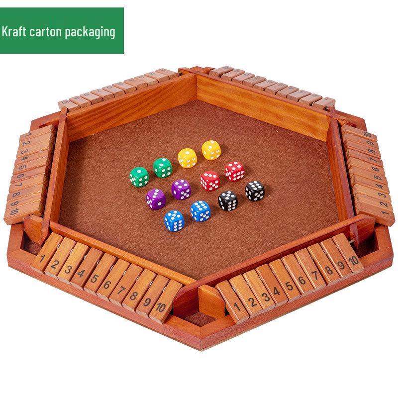 Hexagonales Holz-Mathe-Klappspiel - Pädagogisches Tischspiel für Eltern und Kinder & Party-Trinkspaß