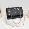 New Sweet Flower Embroidered Small Square Bag Simple and Fashionable Women's Chain Messenger Bag Shoulder Bag Mobile Phone Bag