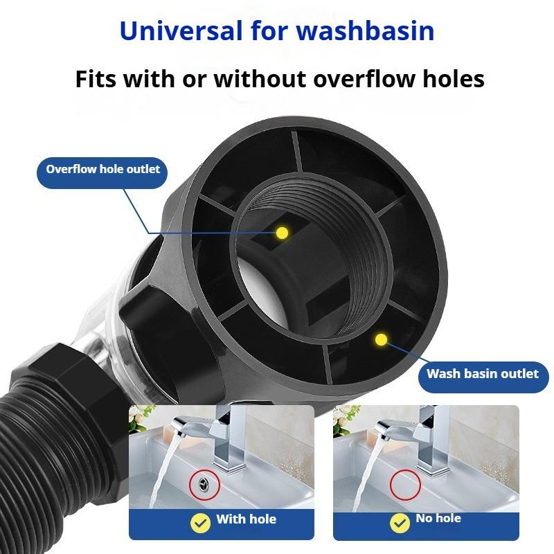 Complete set of anti-odor sealed drain pipe fittings for washbasins bathroom sink pop-up drain pipes, and basin drainers