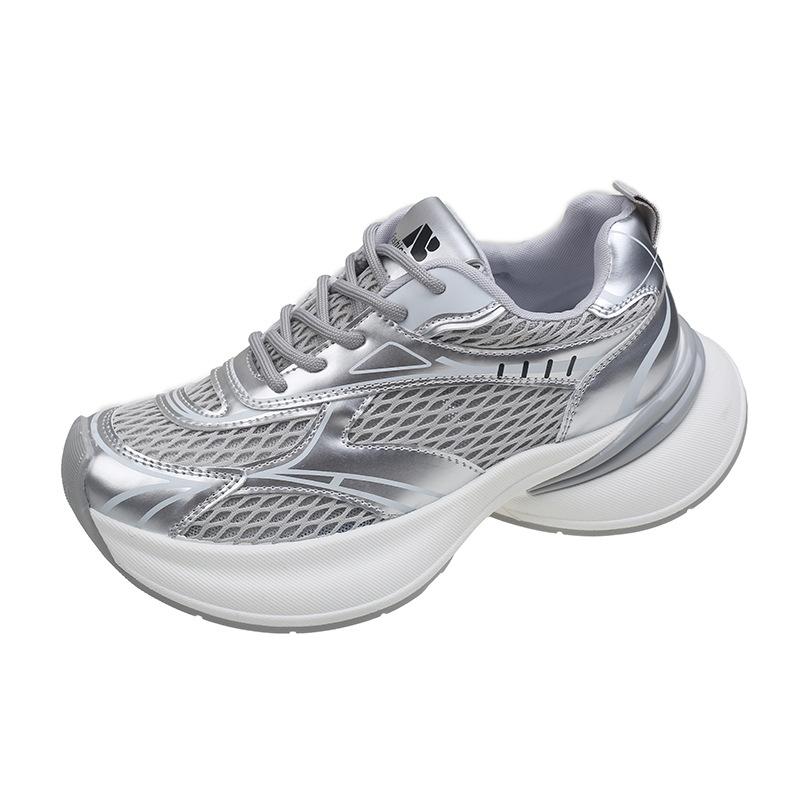 

Серебряная платформа Dad Shoes Женские летние новые удобные дышащие сетчатые спортивные универсальные повседневные кроссовки для бега 35 серебряный