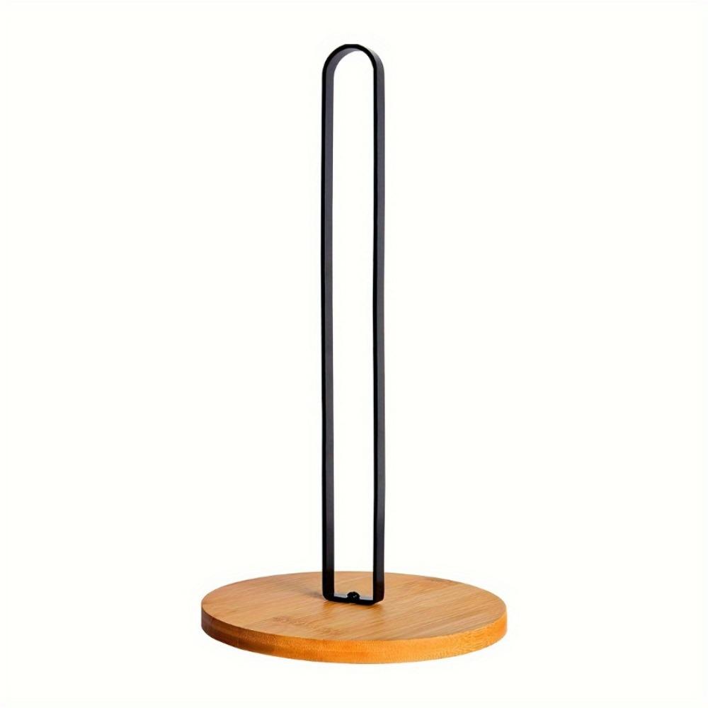 Black Wood Paper Towel Holder Free-Standing Tissue Stand Simple Vertical Napkin Holder  for Kitchen