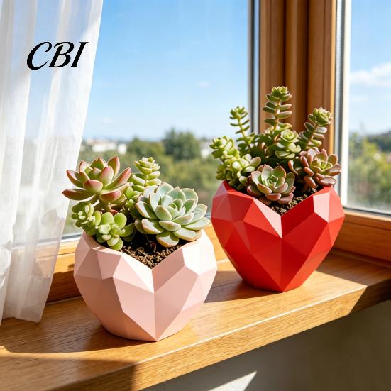 Support de plante vivant Forme de cœur géométrique Pot de fleurs, Pot de fleurs décoratif pour intérieur Design créatif Extérieur, Jardinière Amour Maison Jardin Balcon