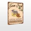 Vintage Bees & Honey Metal Tin Sign for Kitchen Farm Interior Decor