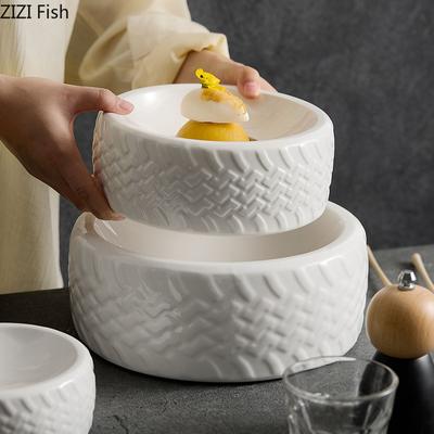 Creative Wheel Plate Ceramic Steak Plate Restaurant Specialty Cuisine Cooking Dishes Modern Home Breakfast Pasta Plate Cutlery