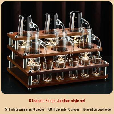 Handun Baijiu Glass Decanter & Cup Set with Wood Rack