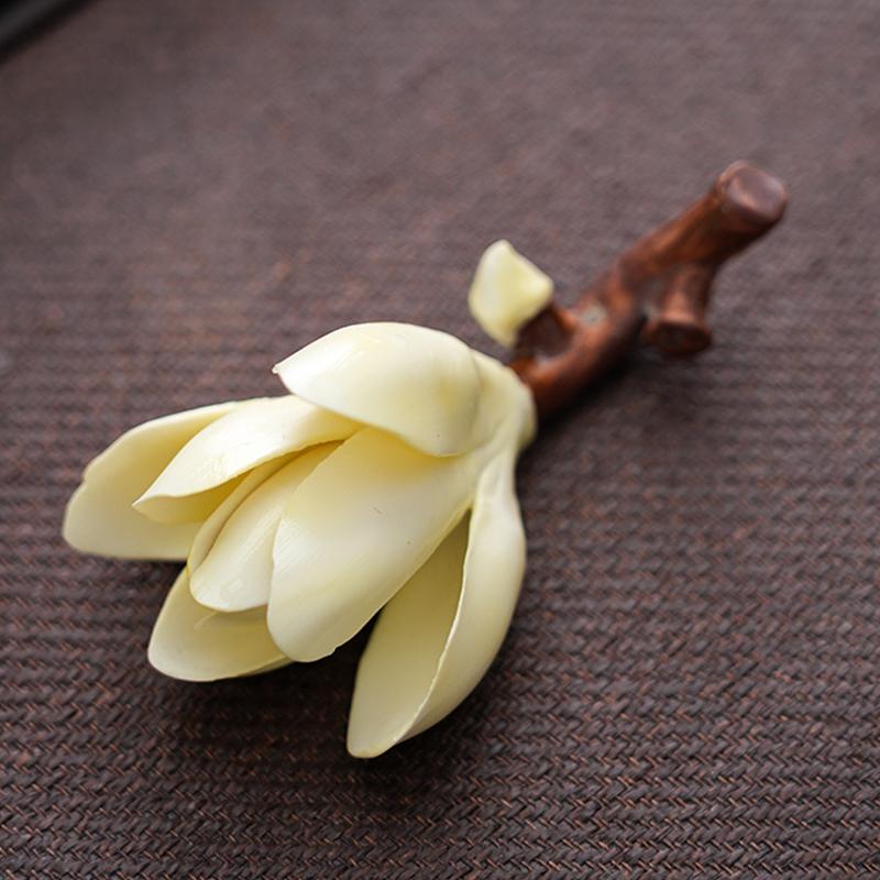 Ceramic Color-changing Tea Pet Ornaments Magnolia Branches Shape Tea Ceremony Chinese Style Study Tea Table Decor Crafts