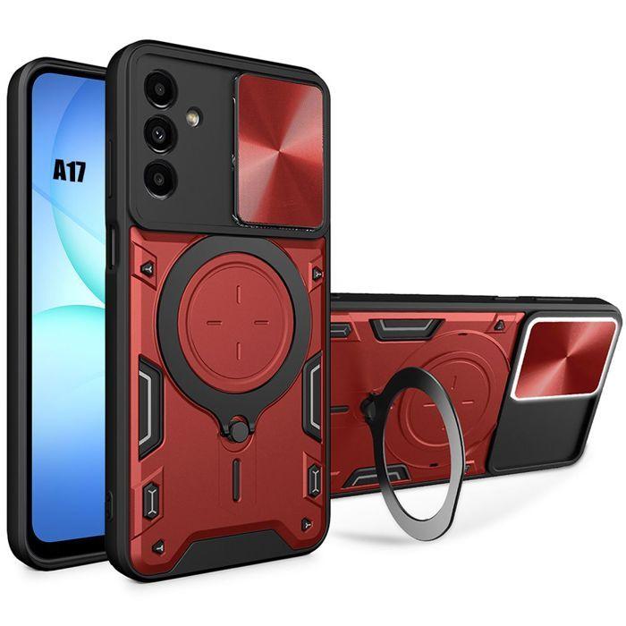 Coque de Protection - BOOLING - Samsung Galaxy A17 4G/5G - Antichoc - Support Anneau - Rouge