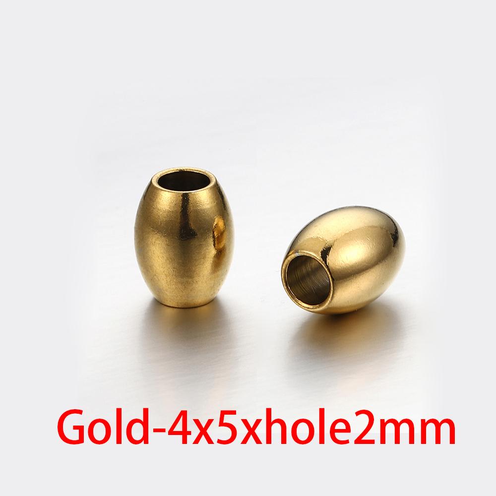20pcs Stainless Steel Gold Color Oval Cylinder Spacer Loose Bead for DIY Bracelets Necklace Jewelry Making Beads Charm