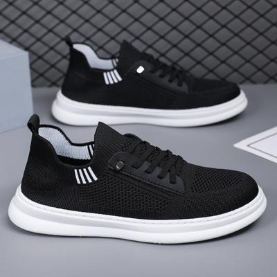 Herrenschuh-Set Sommer atmungsaktiv dünn fly-gewebte Mesh-Schuhe Herren schwarz vielseitig lässig Sportschuhe