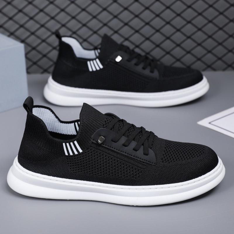 Set of men's shoes summer breathable thin fly-woven mesh shoes men's black versatile casual sports shoes