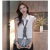 1116 Summer New Collar Breasted Mesh Stitching Fake Two-piece Sleeveless Shirt Blouse