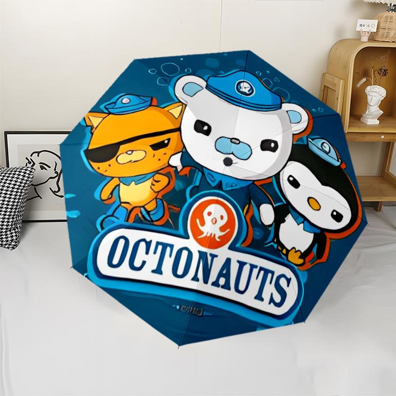 The Octonauts7 Print Automatic Umbrella, 8 Rib Iron Frame, Plastic Handle, Suitable for Outdoor Travel &Daily , Ideal Gift