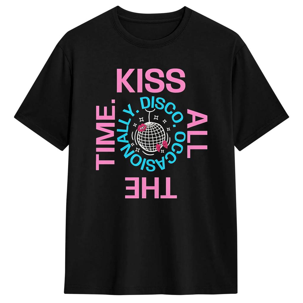 Harajuku T Shirt Summer Harrys Style Kiss All The Time Disco Occasionally Disco Ball Love On Tour T-Shirts Cotton Tee Shirt