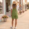 Women’s Loose Fit Corduroy Short Overalls with Adjustable Straps Front Button Design and Large Pockets for Casual Wear