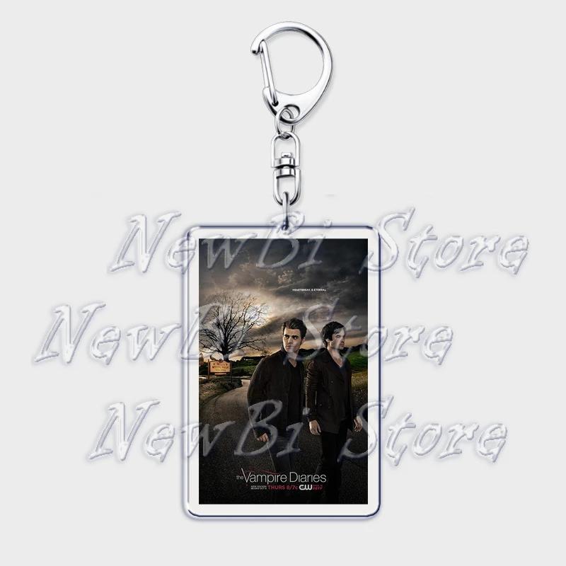 TVD The Vampire Diaries Keychain for Accessories Bag Damon Stefan Salvatore Elena Gilbert Key Chain Keyring Jewelry Fans Gifts