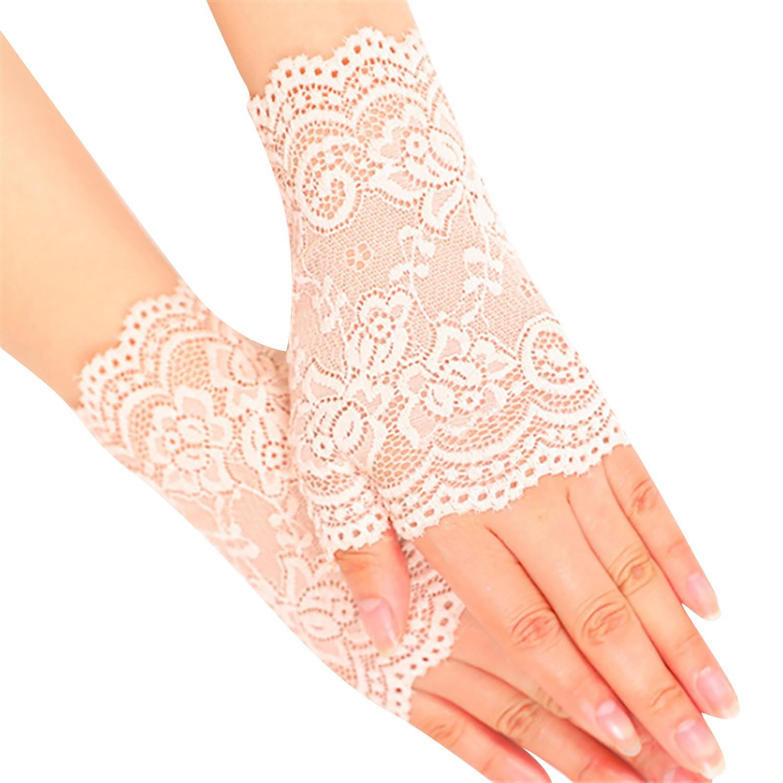 Перчатки Открытый Кружева Половина Палец Перчатки Свадебные Украшения Свадебные Перчатки бежевый