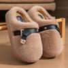 Plush cotton slippers women's autumn and winter fashion belt buckle home non-slip super warm can not lose hair thick bottom plush slippers