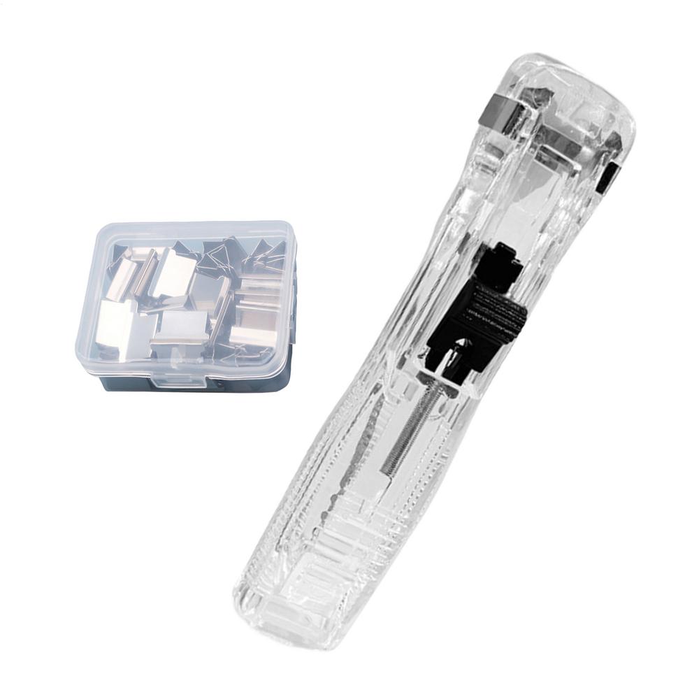 Portable Binder Clip Stapler 45 Sheets Capacity Paper Fastener with 50 Metal Refills Reusable Stapler for Teacher Student Office