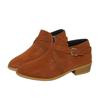 Women's Plus Size British Style Ankle Boots with Buckle & Side Zip – Leatherette Texture, Autumn Winter New Arrival for Euro-American Markets