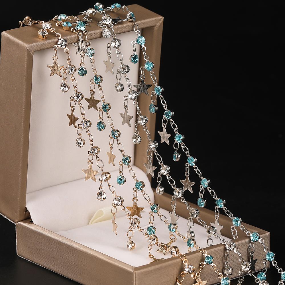 1Meter Star Chains Micro Inlay Crystal Stars Copper Chains for Handmade Bracelet Necklace Supplies DIY Jewelry Making Components