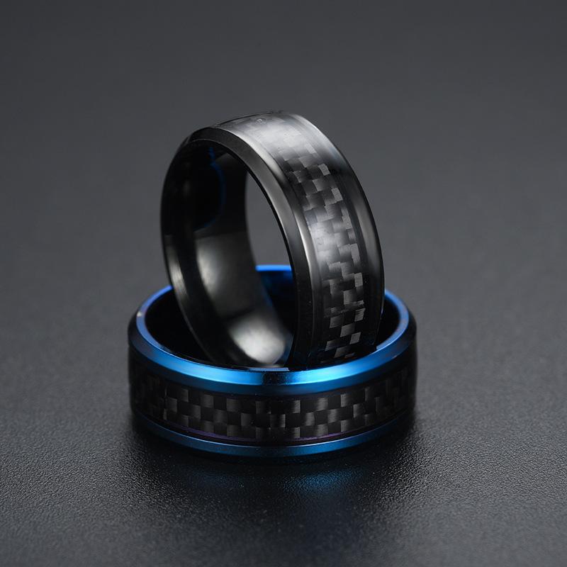 Men's Fashion Carbon Fiber Patch Ring Creative Personalized Finger Jewelry Accessory For Daily Wear