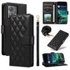 For Motorola Edge 40 Neo 5G Case Wallet Rhombus Leather Phone Cover with Shoulder Strap,Wrist Strap