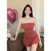French-style Pure and Alluring Sexy Strapless Dress for Women, Summer Design Fitted Slimming Pencil Short Skirt