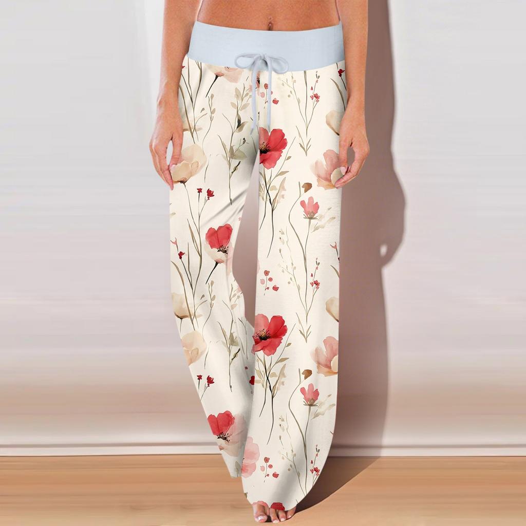 Women's Casual Sports Pants Vintage Printed Pajama Pants With Pockets