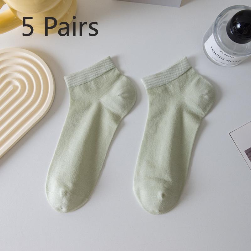 5 Par Skarpetek z Jedwabiu Morwowego Damskie Letnie Cienkie Skarpetki Pochłaniające Pot Oddychające Niepilingujące Antyzapachowe Antybakteryjne Bezszwowe Skarpetki