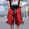 Fashion Solid Multiple Pockets Men's Cargo Shorts Classic Waist Drawcord Street Casual Loose  Handsome Short