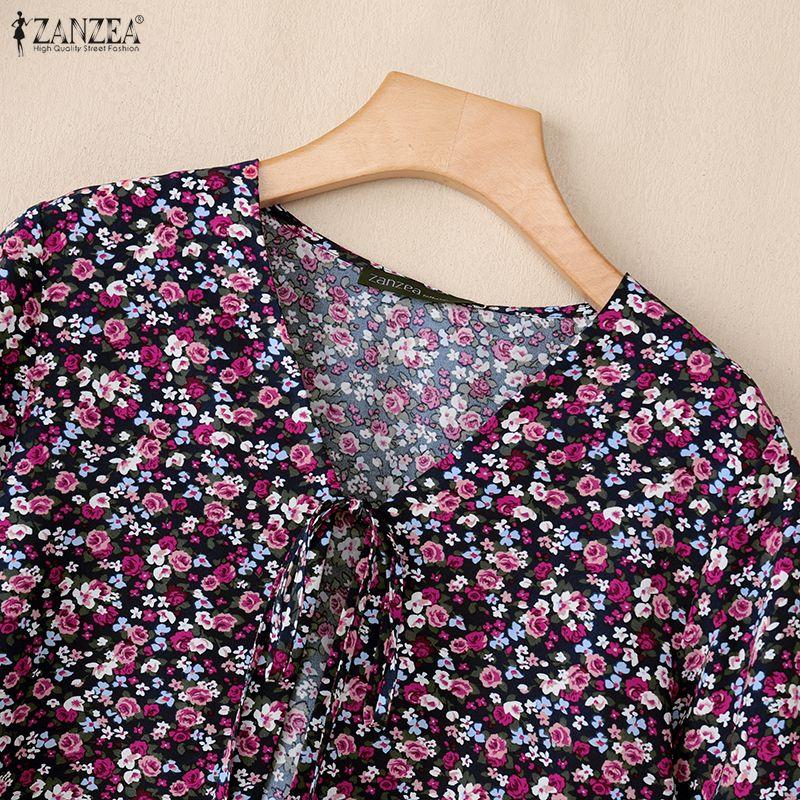 ZANZEA Cardigan/Blusa Casual da Donna Estiva con Scollo a V, Stampa Floreale, Maniche Corte