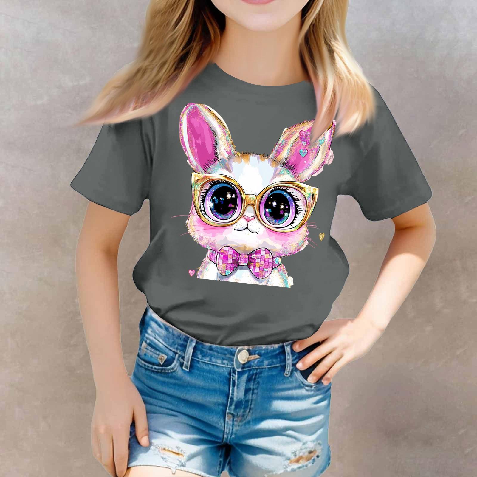 

Футболка с короткими рукавами и круглым вырезом для девочек в стиле кэжуал 160