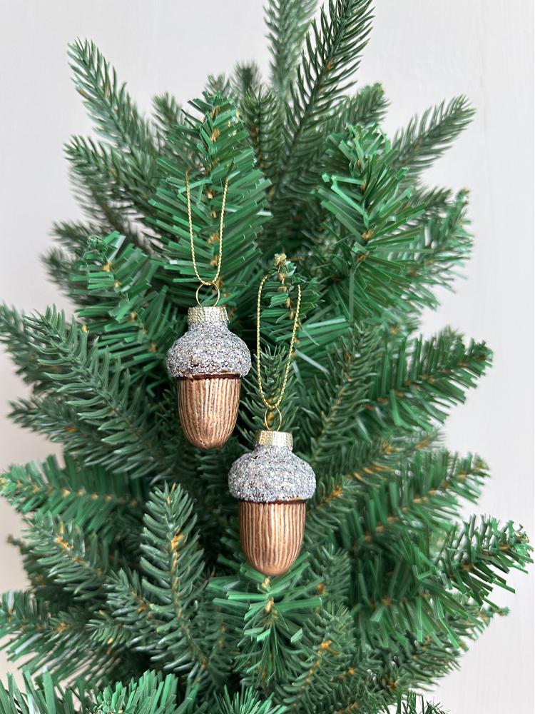 Glass Pine Cones Acorns Christmas Tree Ornaments Glass Small Christmas Tree Toys Set Pine Cones New Year Decoration Navidad2024