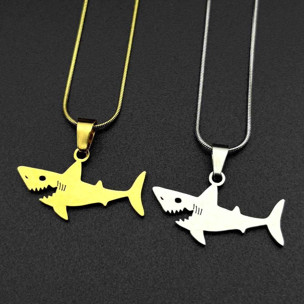 Cute Little Shark Ocean Chain For Women Men Stainless Steel Gold Color Hiphop Fashion Choker Party Necklace Jewelry Accessory