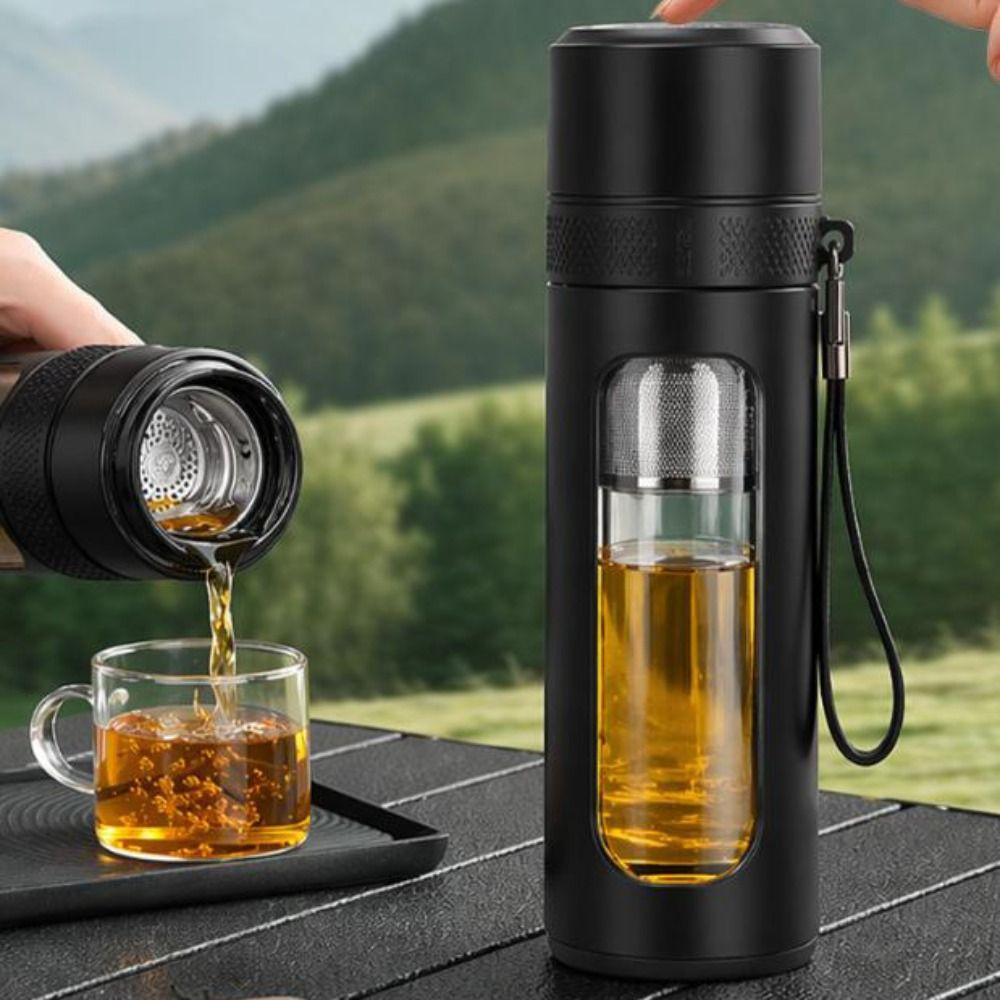 One Click Opening Tea Separation Cup Anti-Scald Infuser Tumbler Glass Water Bottle Office Home Use