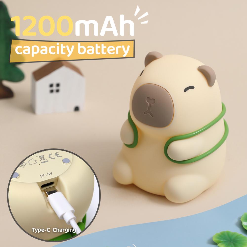 Capybara Niedliches Nachtlicht Silikonlampe 7 Farben Dimmbar Kinderzimmer Schlafzimmer Licht für Kinder USB Wiederaufladbare Touchlampe Deko Geschenk