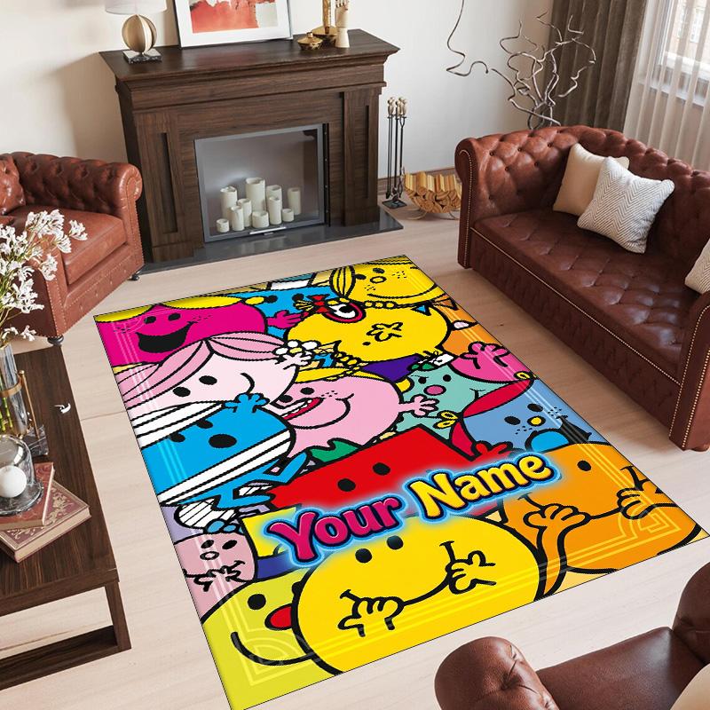 Personalized Crystal Velvet Carpet Custom Name Text,Mr. Men & Little Miss Anti Slip Area Rug For Home Decoration