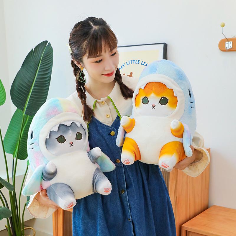50Cm Comic Sharks Kitty Plushy Item Simulated Beasts Comical Plush Huggable Cushioned Figure Giant Scale Nap Bolster Bday Present