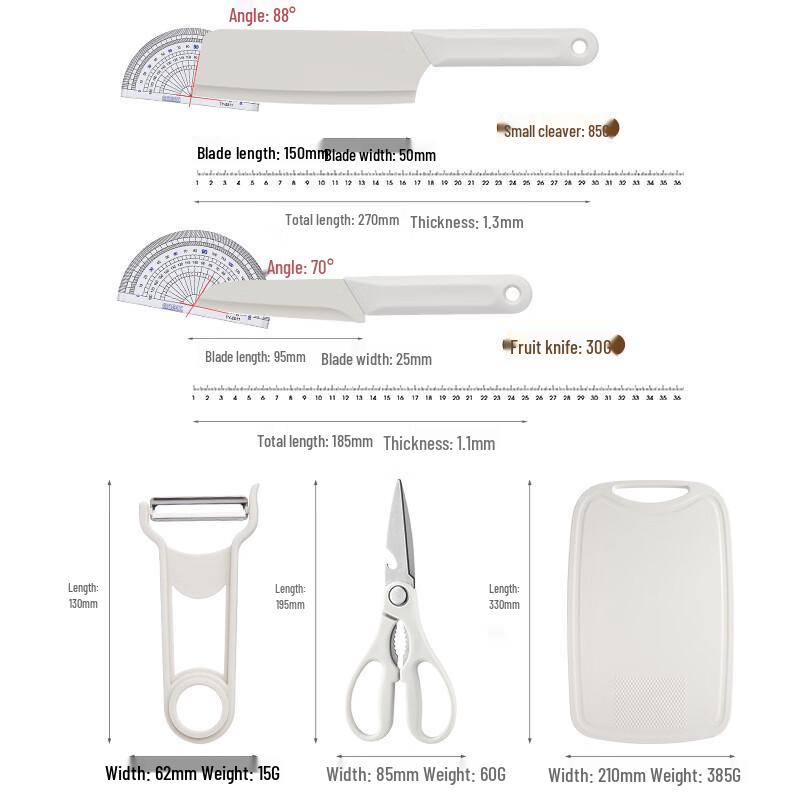 ZISIZ Kitchen Cutting Board & Knife Set