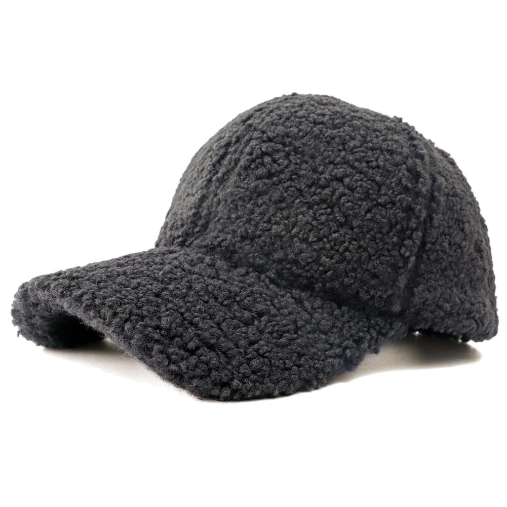 New Solid Color Artificial Lamb Wool Baseball Cap Plush Snapback Hat Autumn Winter Keep Warm Dad Hats For Women Men Sunshade