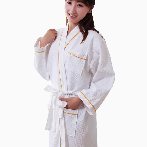 Five-Star All-Cotton Waffle Weave Unisex Bathrobe – Absorbent Hotel & B&B Sleepwear, One-Size 