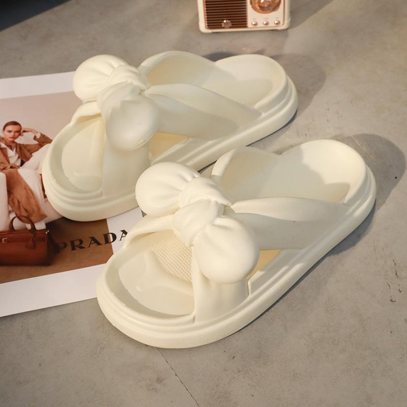 Source slippers women wear ins bow girl heart sweet thick bottom cool slippers